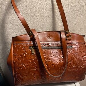 Patricia Nash Floral Tooled Brown Leather Bag BRAND NEW!